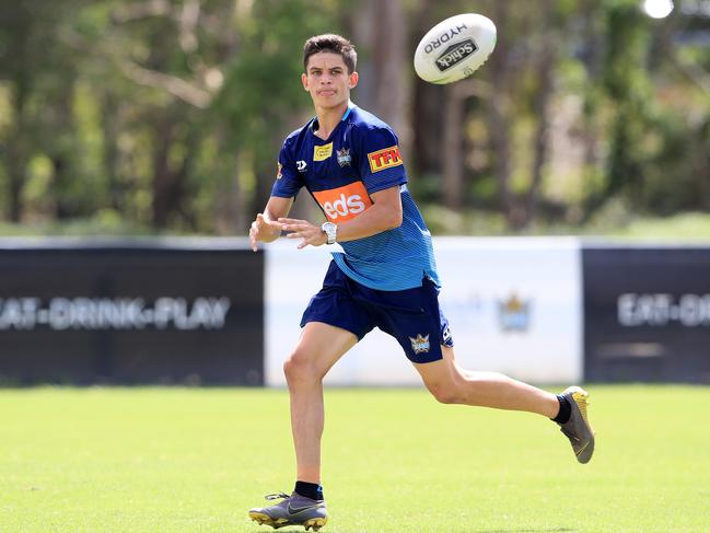 Jayden Campbell, son of Titans legend Preston, at training. Picture: Adam Head