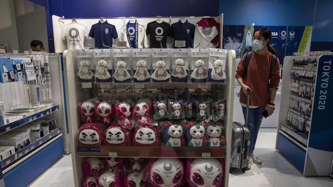 The official Olympic Tokyo 2020 souvenir shop at Narita International Airport. Picture: Getty Images.