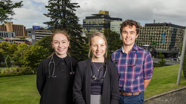 Young doctors of the year. Registrar Clare Rayner, RMO Victoria Murton and Intern Chris Alexander. Picture: Linda Higginson