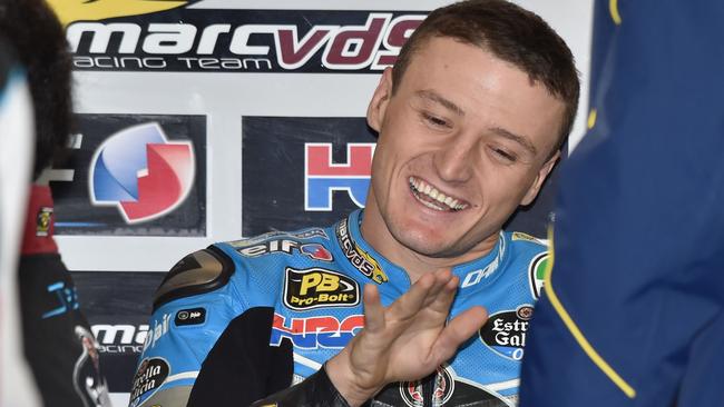 Eg 0,0 Marc Vds team rider Jack Miller of Australia prepares for the second practice session of the Australian MotoGP Grand Prix at Phillip Island on October 20, 2017. / AFP PHOTO / PETER PARKS / IMAGE RESTRICTED TO EDITORIAL USE - STRICTLY NO COMMERCIAL USE