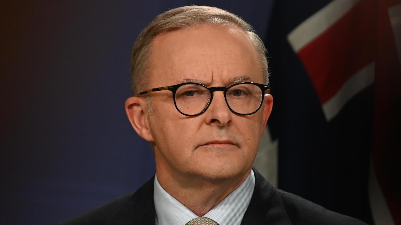 Anthony Albanese’s horror start to the election campaign began when he could not recall the Australian unemployment rate or Reserve Bank cash rate. Picture: NCA NewsWire / Flavio Brancaleone