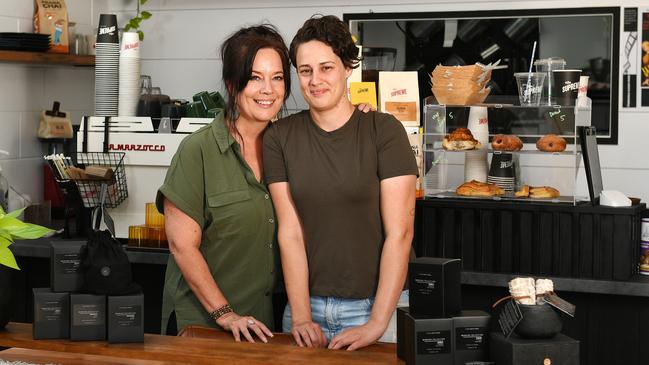 Owners of the Little Brick Road Coffee Shop, Jodie Lloyd and her daughter Karissa Tanti. Picture: Shae Beplate.