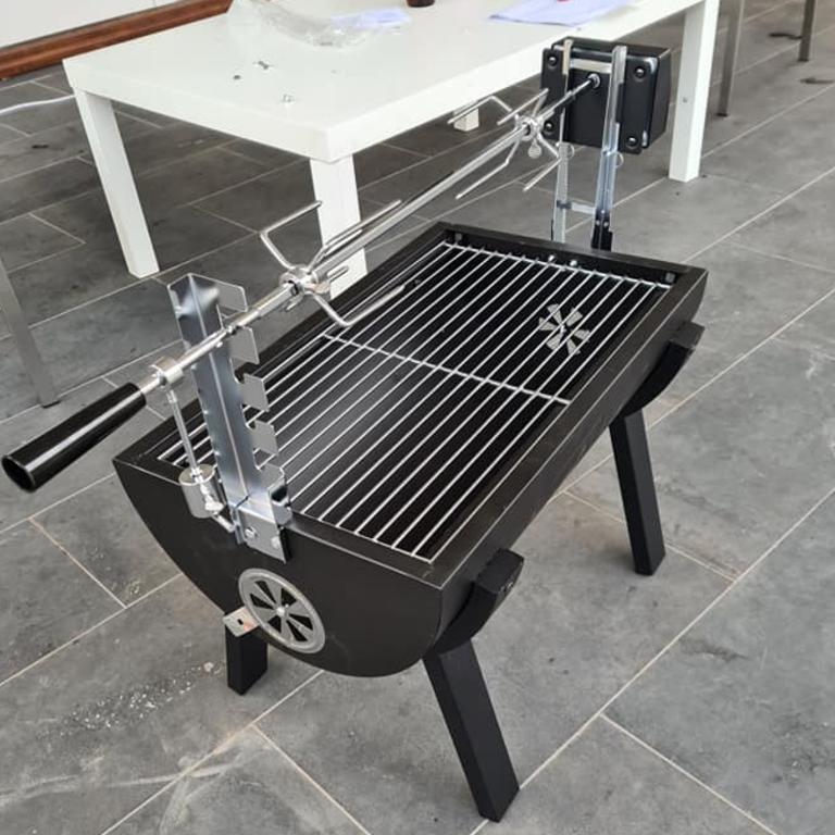 Facebook has gone crazy for Bunnings’ $85 spit roast barbecue. Picture: Facebook/Bunnings $85 Jumbuck Mini Spit Society