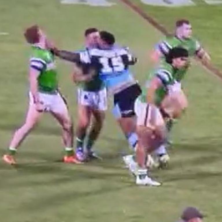 Royce Hunt slaps Corey Horsburgh.