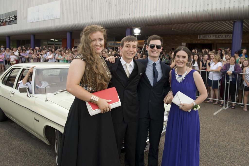 Arriving together are (from left) Erin Richardson and Tom McCormack with Joseph Patterson and Erin Hasted. Picture: Kevin Farmer