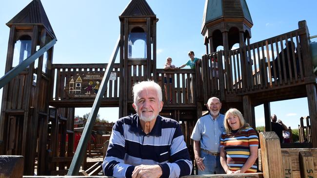 Jubilee Park Adventure Playground coordinators Bill Rowland , Rob Bosley and Anne Ellis who helped build Jubilee Park in 2002. Picture: Mark Brake