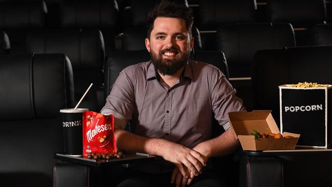 Reading Cinemas Burwood cinema complex manager Taylor Brotherton is welcoming back customers. Picture: Penny Stephens