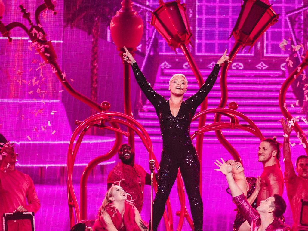 Pink performed in Sydney on Saturday. Picture: Jess Gleeson.