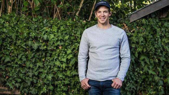 Australian cricket captain Tim Paine at home in South Hobart. Picture: Chris Crerar