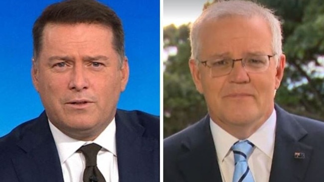 Karl Stefanovic and Scott Morrison this morning. Picture: Nine