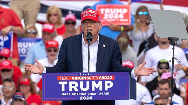 Donald Trump speaks during a campaign event in Chesapeake, Virginia. Picture: Bloomberg via Getty Images.