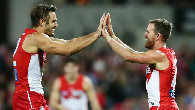 Josh Kennedy and Ben McGlynn are ready to play at ANZ Stadium. Picture: Getty Images