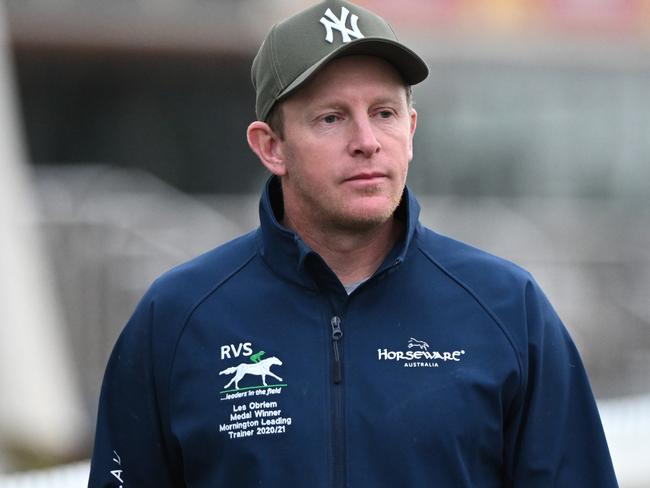 MELBOURNE, AUSTRALIA - FEBRUARY 20: Trainer Matt Laurie is seen during Caulfield Blue Diamond Gallops at Caulfield Racecourse on February 20, 2024 in Melbourne, Australia. (Photo by Vince Caligiuri/Getty Images)