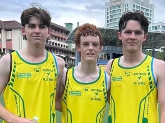 Haiden Mellifont, Kaleb Mayfield, and Sam Riggs travelled to Malaysia to represent the Australia All Stars. Picture: Supplied.