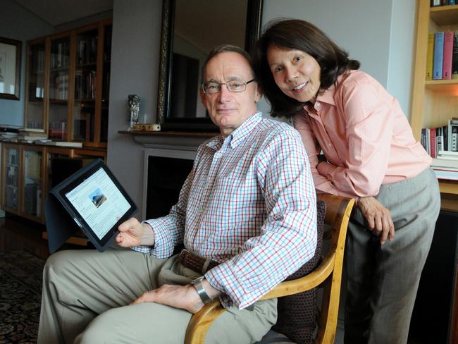 Bob and Helena Carr at home in Sydney in 2011. Picture: Dan Himbrechts