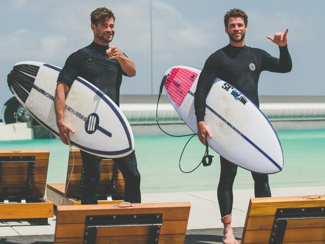 Chris and Liam Hemsworth are often spied around town and in the surf.