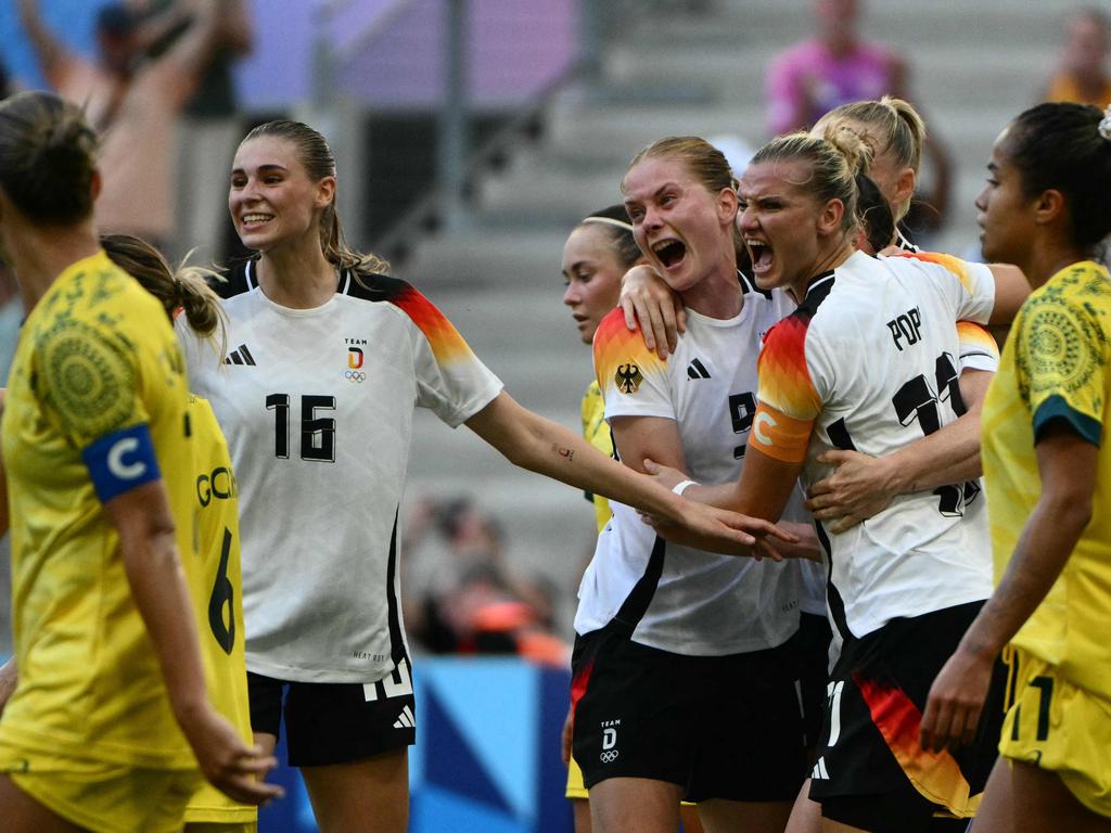 Germany delivered Australia a reality check in the women’s football. Picture: Christophe Simon/AFP