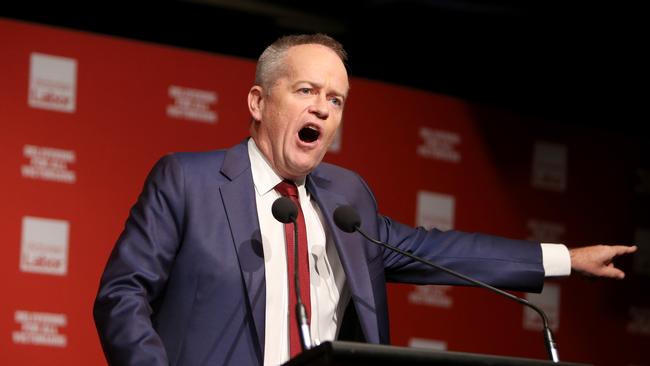 27/05/2018: Federal Labor Leader Bill Shorten speaks at the Victorian ALP Conference at Moonee Valley race course in Melbourne.  Stuart McEvoy for The Australian.