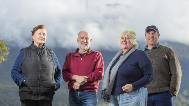 Residents Opposed to the Cable Car Maureen Lum, West Hobart, Ted Cutlan, South Hobart, Joy Stones, South Hobart and Rod Maier, Mount Nelson. Picture: RICHARD JUPE