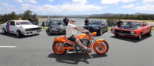 Brisbane Car Meets And Cruising Inc. have teamed up with On The Run Cafe in Yatala to bring Gold Coasters the latest and greatest event for enthusiasts to hit South East Qld. Pictured here is Harley Davidson V Rod rider Charlie Grima Picture Glenn Hampson