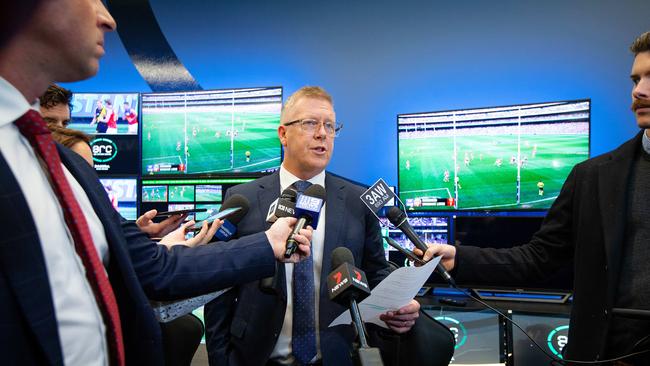 AFL football operations boss Steve Hocking launches the AFL Review Centre (ARC). Picture: Mark Stewart