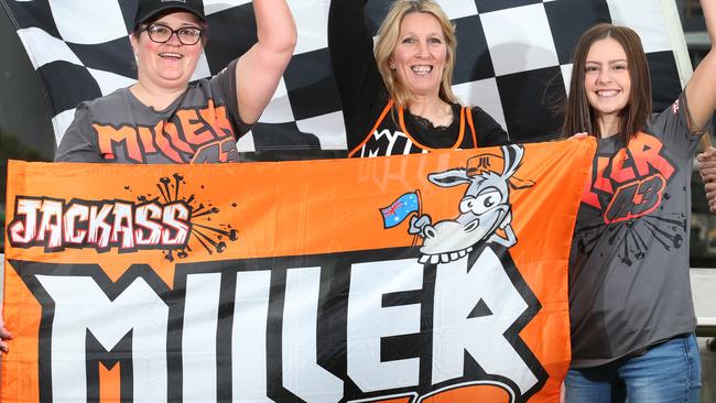 Jack Miller fans Renee Kerr, Kayleen Berry and Brianna Endres count down to Phillip Island. Picture: David Crosling