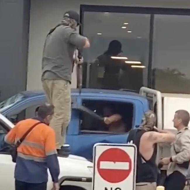 Dramatic images of an arrest in Darwin involving tactical police on Thursday night. Picture: Luke Sutton