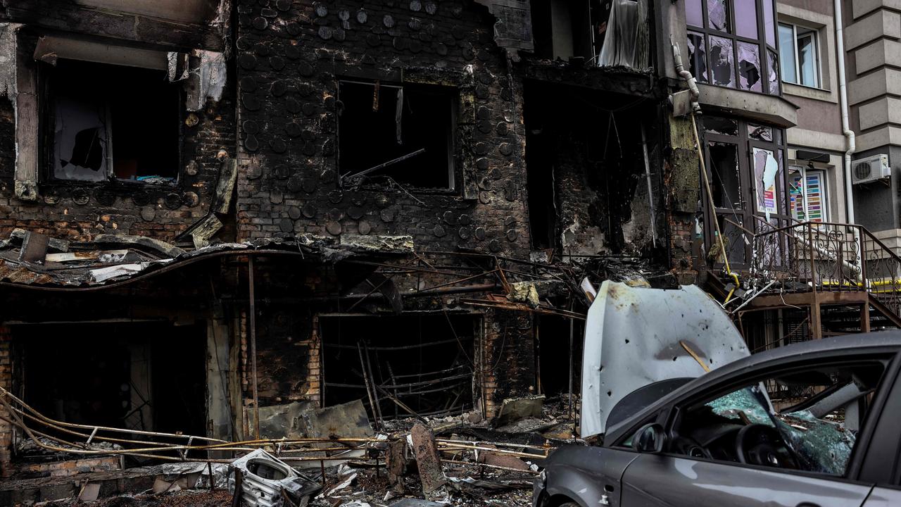 Buildings have been left in ruins following more than a month of Russian occupation. Picture: Ronaldo Schemidt/AFP