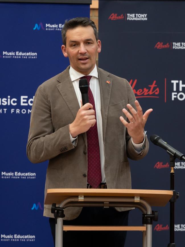 Education Minister Blair Boyer’s Music Education: Right from the Start launch at The Pines School in Parafield Gardens. Picture: Naomi Jellicoe