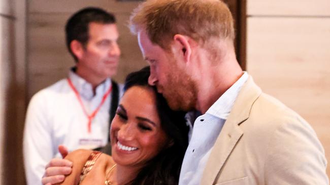 BOGOTA, COLOMBIA - AUGUST 15: Meghan, Duchess of Sussex and Prince Harry, Duke of Sussex are seen at Centro Nacional de las Artes Delia Zapata during The Duke and Duchess of Sussex's Colombia Visit on August 15, 2024 in Bogota, Colombia. (Photo by Eric Charbonneau/Archewell Foundation via Getty Images)