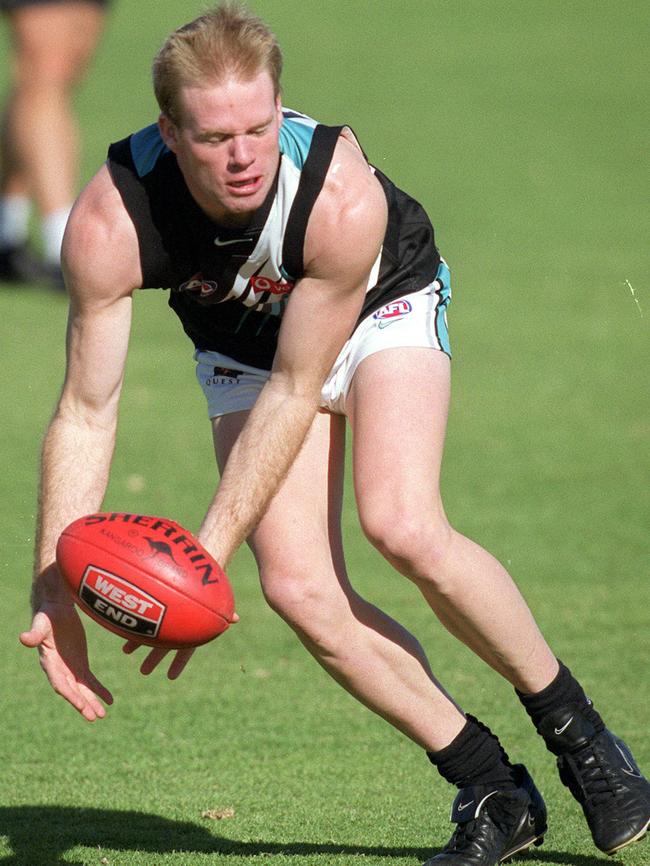 Nick Stevens at Port Adelaide training in 2002.