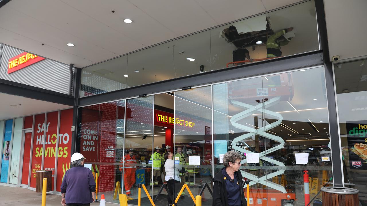 A collapsed ceiling in Renmark Square shopping centre after heavy rain. Picture Dean Martin