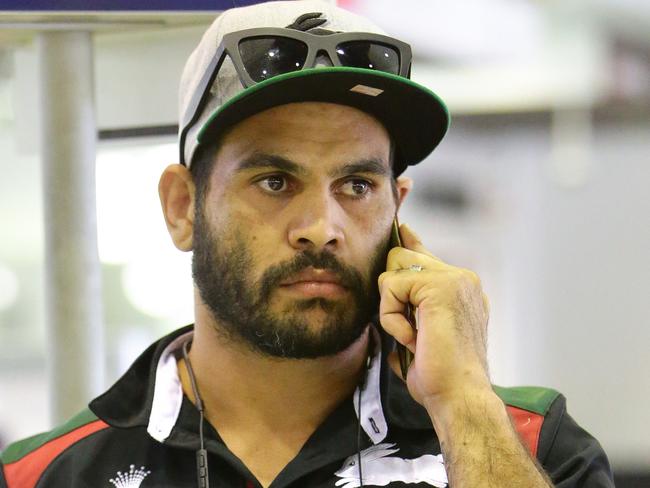 Souths star Greg Inglis arriving in Brisbane. Pic Darren England