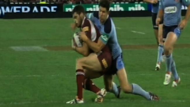 Game 2, 2009 and Trent Barrett takes Greg Inglis out.