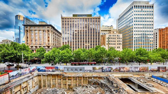 Excavations at the former site of the Melbourne City Square in preparation of the Metro Rail Tunnel.