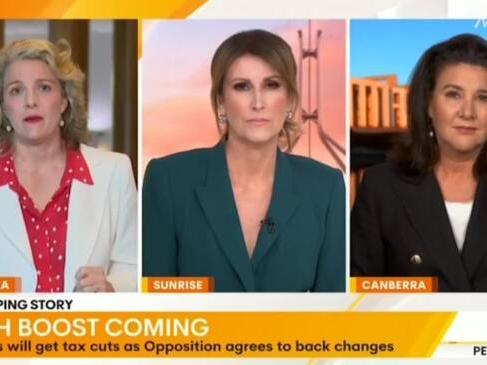 Sunrise host Nat Barr breaks up tax cuts clash