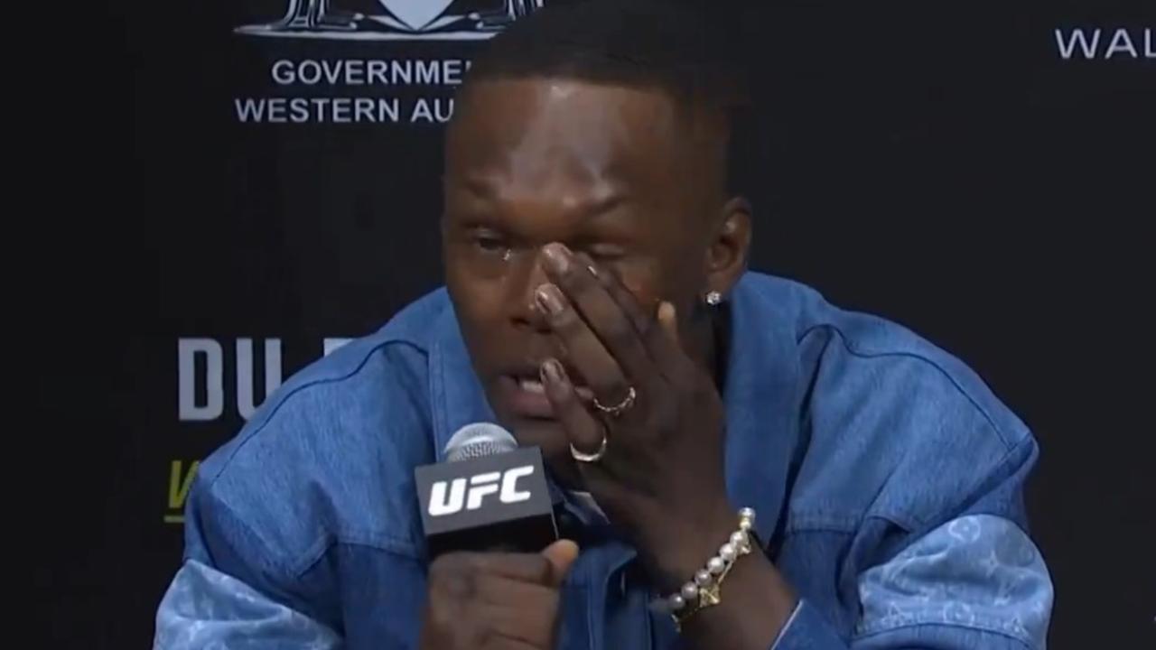 Israel Adesanya in tears in ‘one of the most remarkable pressers’ in UFC history