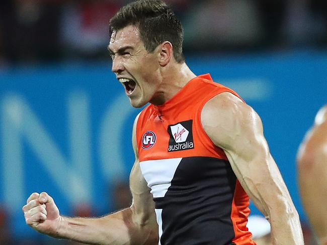 Giants Jeremy Cameron celebrates kicking a goal during AFL match Sydney Swans v GWS Giants at the SCG. Picture. Phil Hillyard