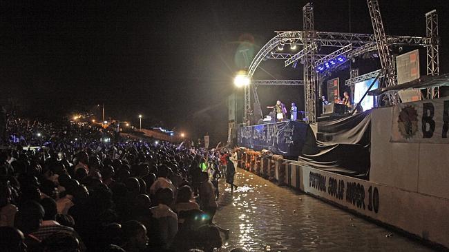 Malian singer Salif Keita performs on stage.