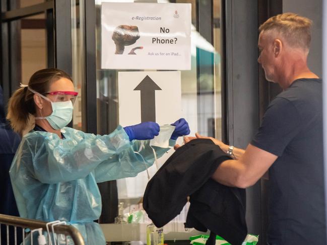 Coronavirus precautions being taken at Royal Melbourne Hospital. Picture: Jason Edwards