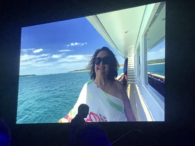 Gina Rinehart in the film shot from her luxury yacht.