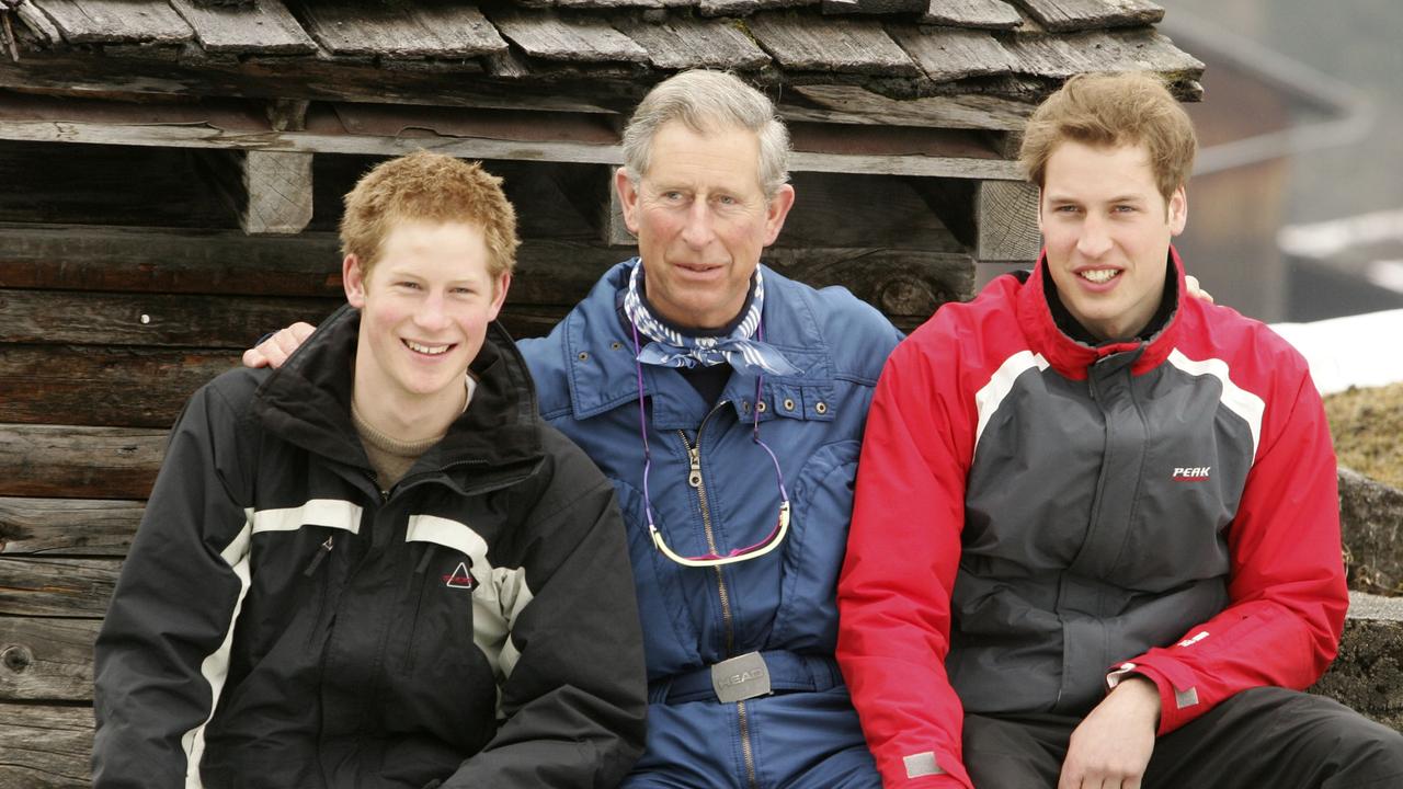 The trio during a ski holiday in Klosters, Switzerland, in 2005. Picture: Pascal Le Segretain/Getty Images