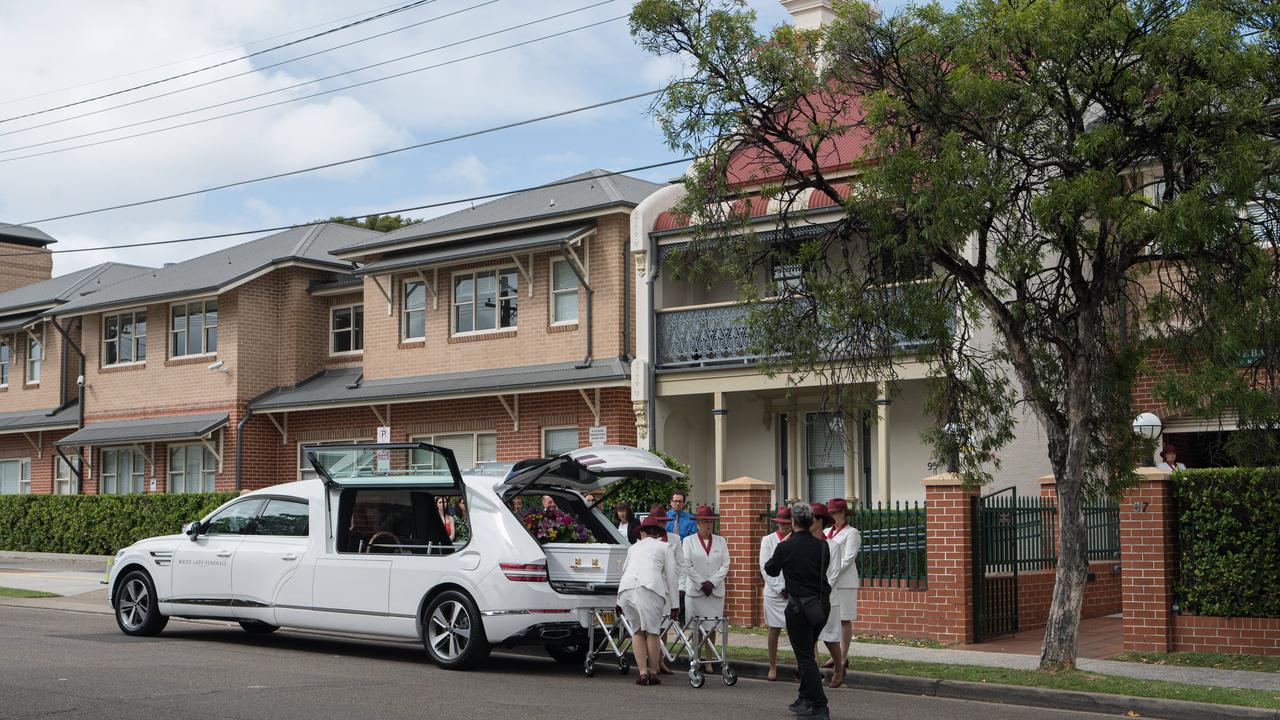 Her coffin arrives at Danebank College in Sydney. Picture: NCA NewsWire / Flavio Brancaleone