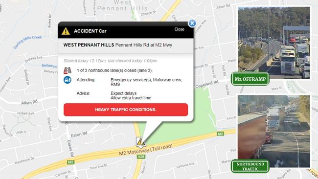 Where the two people were trapped in a car on Pennant Hills Rd.