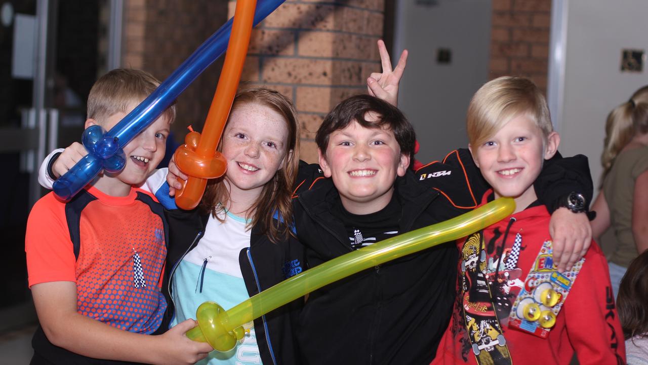 Ethan Kay, Shania Politch, Clancy Moncada and Trey Colyer at the Stanthorpe Blue Light Disco on Friday, June 2.