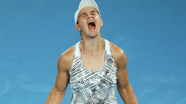 Ashleigh Barty wins the Australian Open final against Danielle Collins. Picture: Mark Stewart