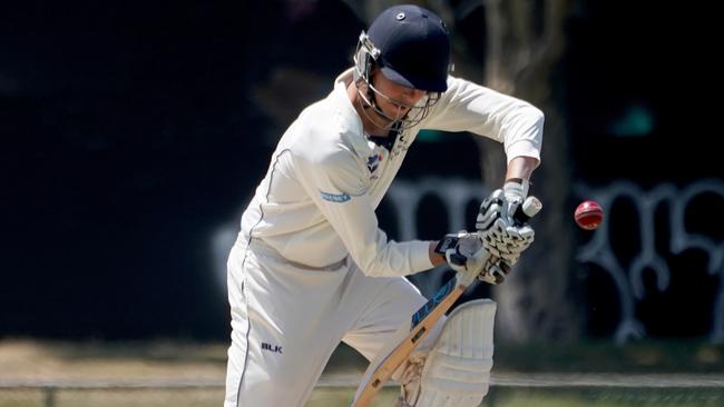 Josh Hahnel shows a straight bat for Yarraville. Picture: Mark Dadswell