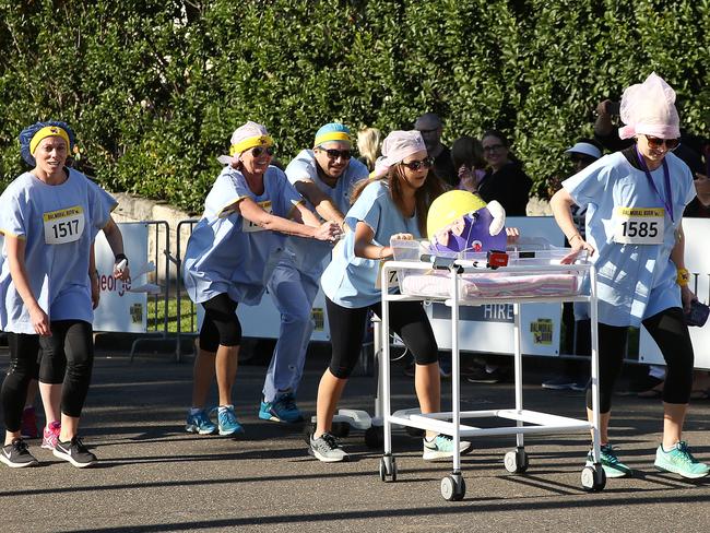 Lots of people do dress-ups during the Balmoral Burn run.