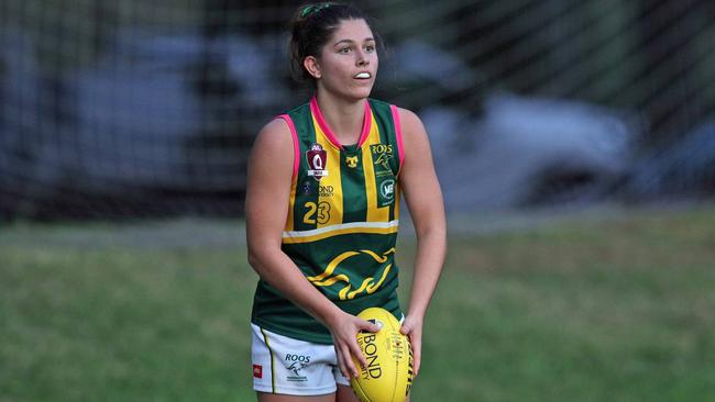 Maggie Harmer in action for the Maroochydore Roos. Picture: David Layden