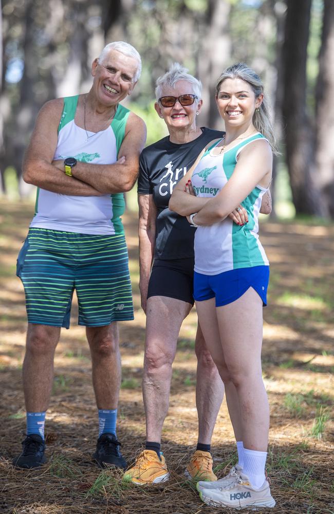 Marathon runners Glenn Lockwood, 61, Anne Boyd, 78, and Giorgia De Paoli, 27. Picture: Jeremy Piper